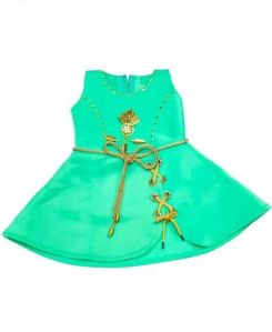 Girls Green Silk Frock