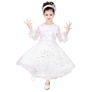 Girls Net White Frock