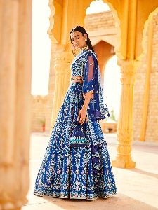 Designer Georgette Lehenga Choli With Embroidery Work And Soft Net Dupatta For Women, Party Wear Cha