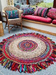 jute rugs with mutlicolor cotton wire