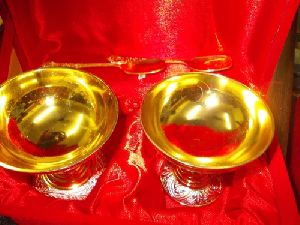 Gold Plated Ice Cream Bowl Set With Spoon