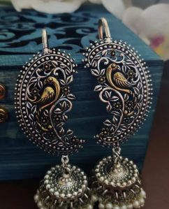 Silver Toned Jhumka Earrings