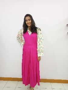 Printed Long Frock with Shirt