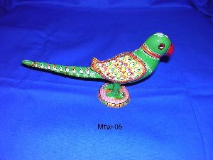 Multicolor Wooden Parrot Statue