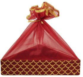 Maroon Triangle Satin MDF Gift Basket