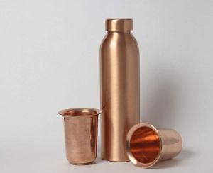 Plain Copper Bottle & Glass Set