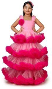 MODISH PINK FRILLED PARTY DRESS