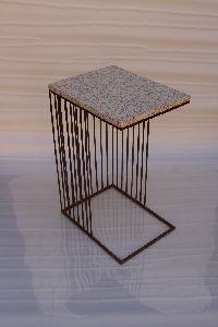 IRON AND WOODEN SIDE TABLE