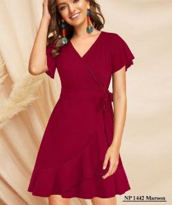 Maroon Ruffle Dress