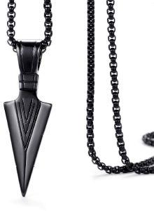 Stainless Steel Black Arrow Pendant Necklace