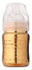 BABY STEEL WIDE NECK FEEDING BOTTLE GOLD HAMMERED 200ML