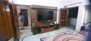 WOODEN TV UNIT WITH OPEN STORAGE