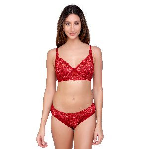 Red Net Bra Panty Set