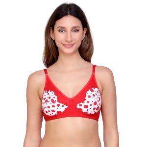 Red Printed Bra