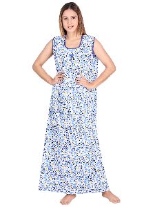 Sleeveless Printed Cotton Nighty