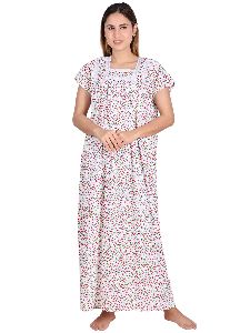 Square Neck Printed Cotton Nighty