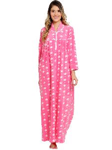 Star Printed Woolen Collar Nighty