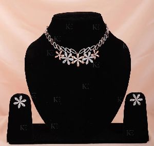 Gold Casting CZ Necklace Set