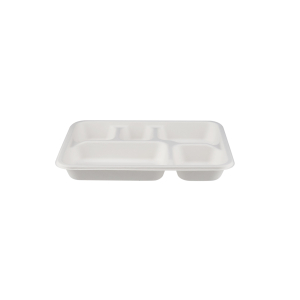 500 Pieces Rectangular Biodegradable 5 Compartment Meal Tray - Natural Disposable