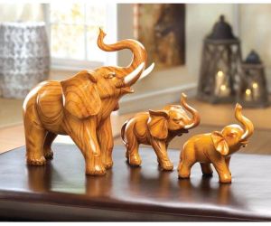 wooden elephant set (teak Wood)