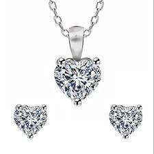 Heart sterling silver jewelry set