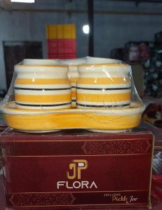 JP Flora Hand Painted 3 Pcs Pickle Jar