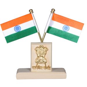 swatric satyamev jayate wooden double sided wind car dashboard flag