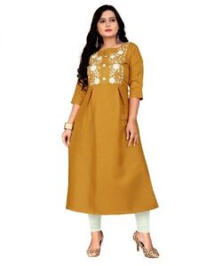 Women's Cotton Embroidery - Straight Kurti