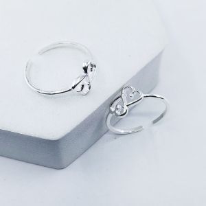 two heart plain toe ring