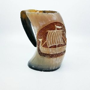 Ship Carving Horn Mugs