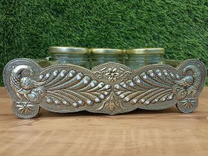 handicraft Antique serving tray 3 jar