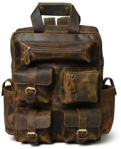 Multi-Four Pocket Leather Backpack