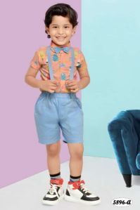 Party Wear Kids Suspender Pant Shirt Set