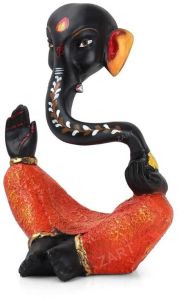 Orange Hawa Ganesh Statue