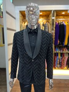 Sequenced Black Tuxedo Suit