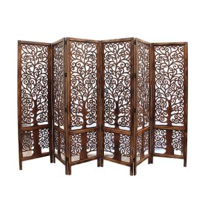 wooden screen 6 panel foldable partition