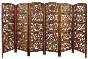 wooden screen 6 panel foldable partition with round head