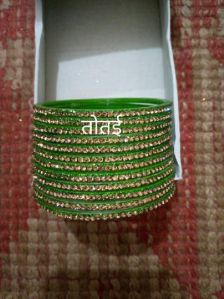 Parrot Green Jarkan Stone Bangles