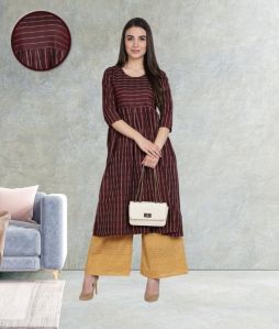 Design Flared Striped Women Kurti