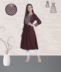 Rayon Embroidered Flared Women Kurti