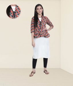 Women Kurti With Pleated Designer Jacket