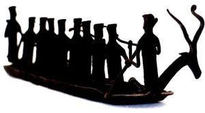 Wrought Iron Tribal Group with Boat Figurine