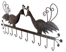 Wrought Iron Twin Peacock Cloth Hanger