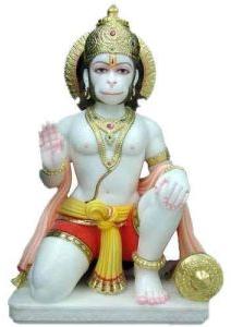 Marble Sitting Hanuman Statue