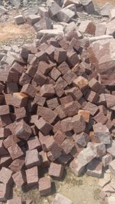 4*4 hand cut cobbles Stones Red