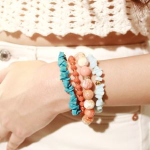 Natural gemstone beads bracelet stack