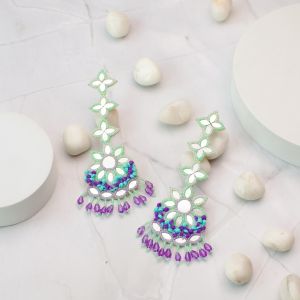 Seed Beads & Mirror work Handmade Embroidered Earrings