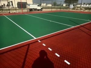 Synthetic volleyball court