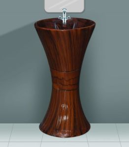 Wooden Designer Series One Piece Pedestal Wash Basin