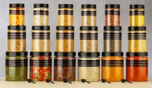 18 Piece Black Line Printed Pet Jar Set